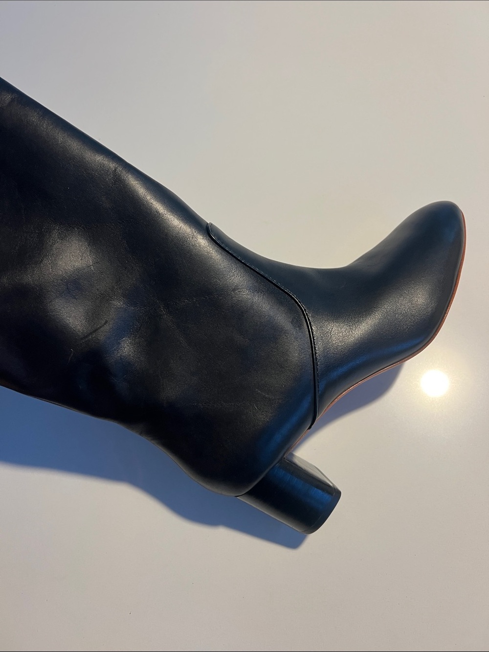 Loeffler Randall gia tall black leather knee high block heeled boots size 6.5 - Picture 8 of 15